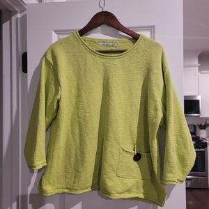 Knitted Lime Green 3/4 Sleeve Sweater